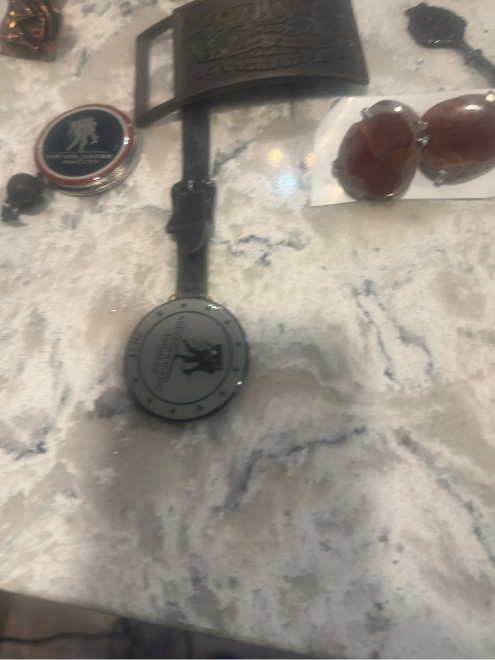 Men's Leather Watch Strap with Bronze and Black Accents